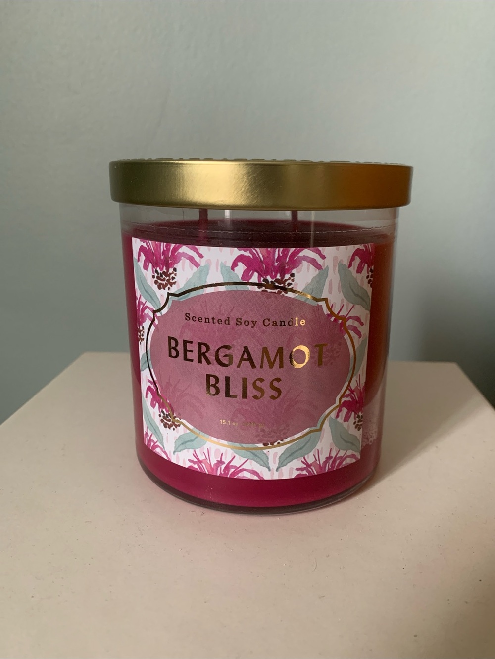 Opalhouse Bergamot Bliss Scented Candle - Pink with Gold Lid